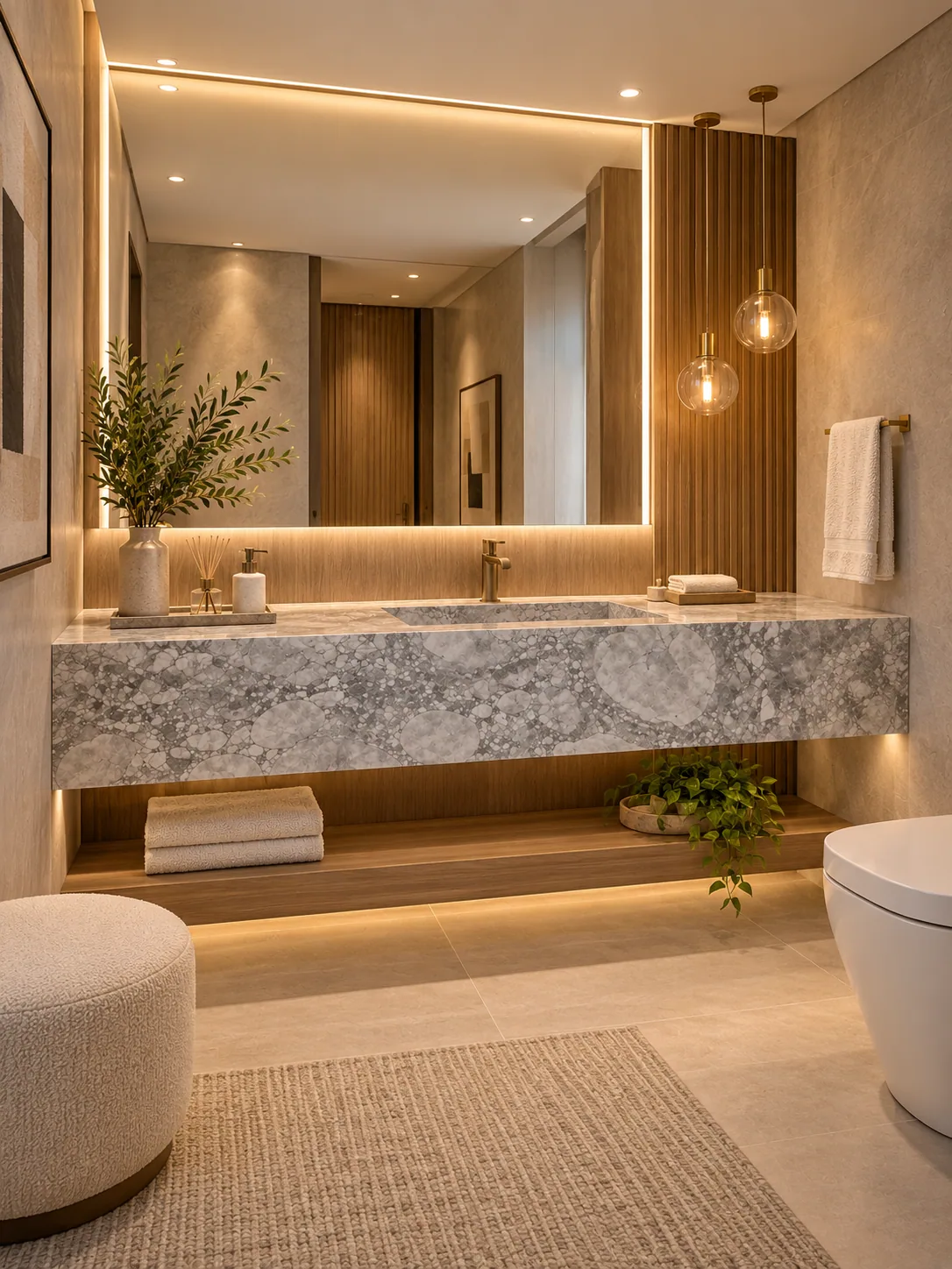 Banheiro spa com Vermont White Dolomite — inspiração de aplicação