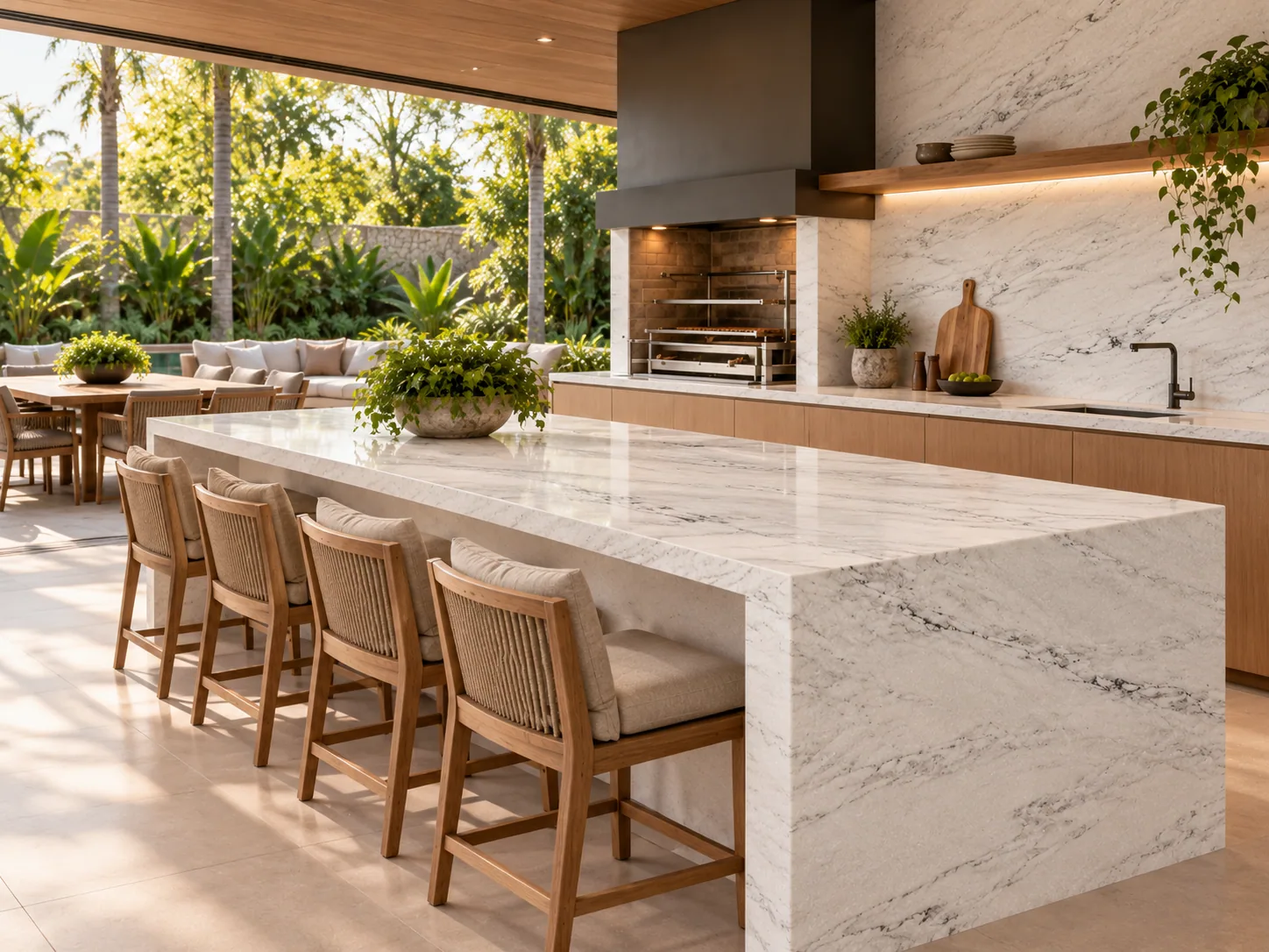 Área gourmet com Brasília White — inspiração de aplicação
