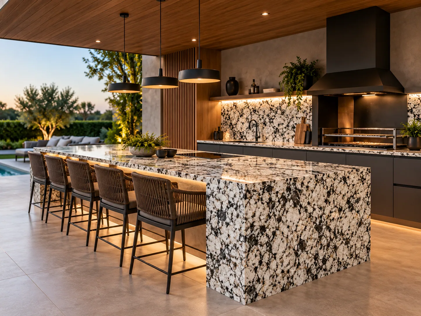 Cozinha externa com Ice Blue — inspiração de aplicação