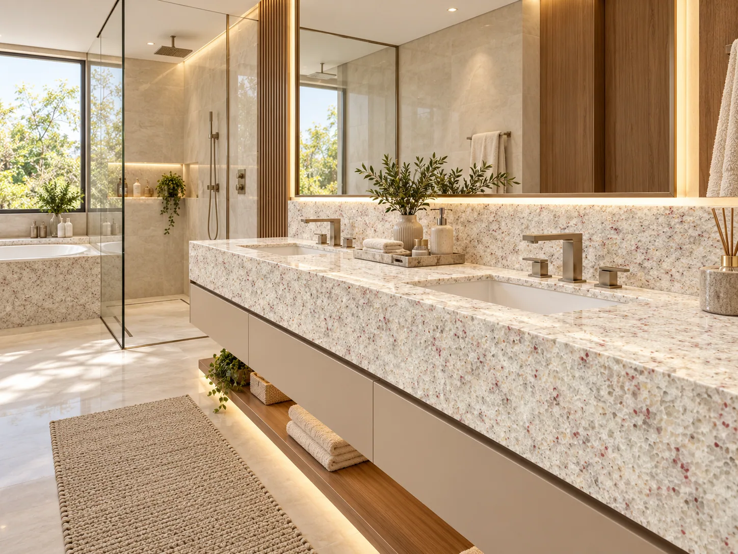Banheiro luxuoso com Branco Itaúnas — inspiração de aplicação