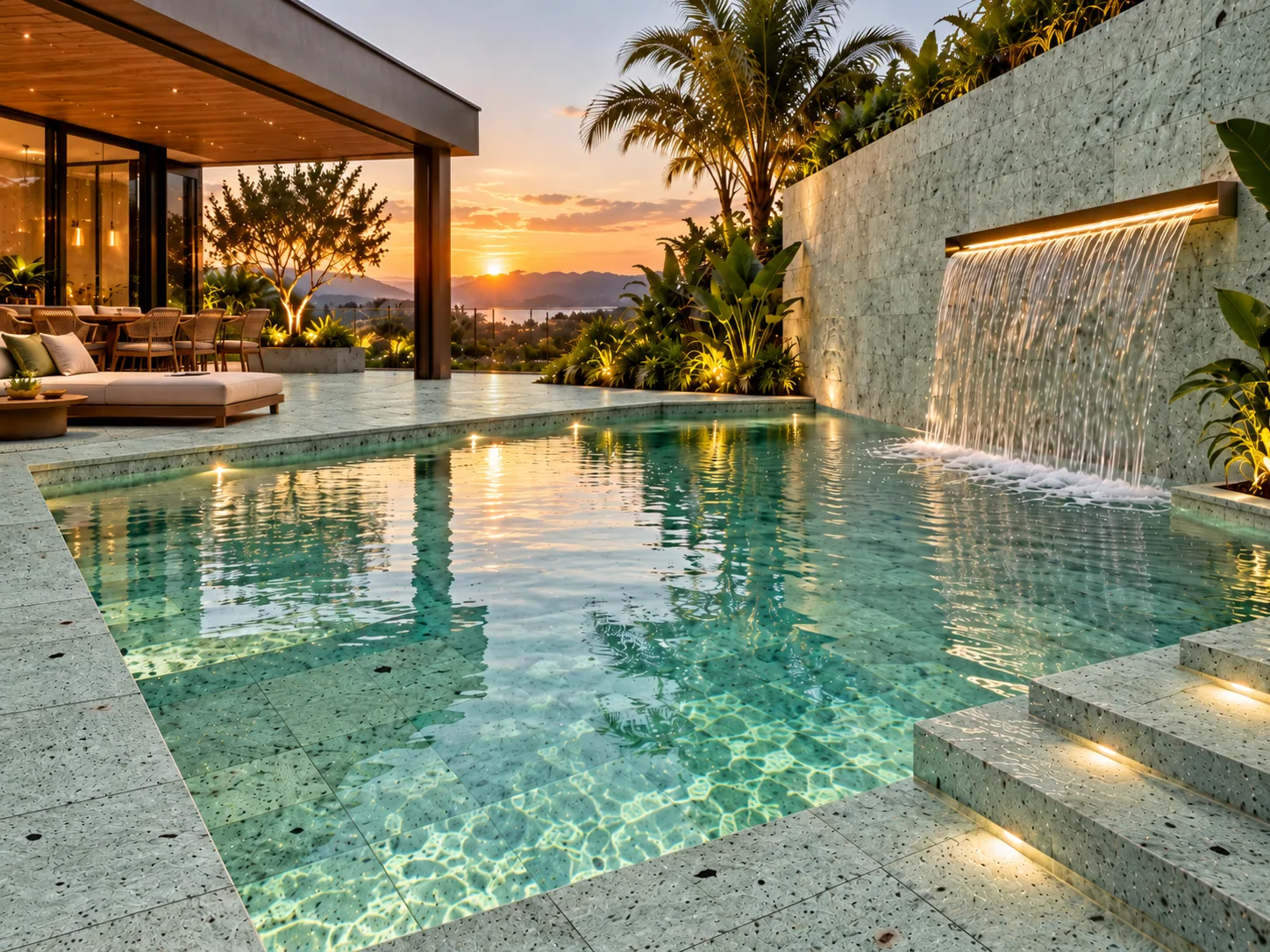 Piscina com Hijau Premium Lisa – Green Bali — inspiração de aplicação