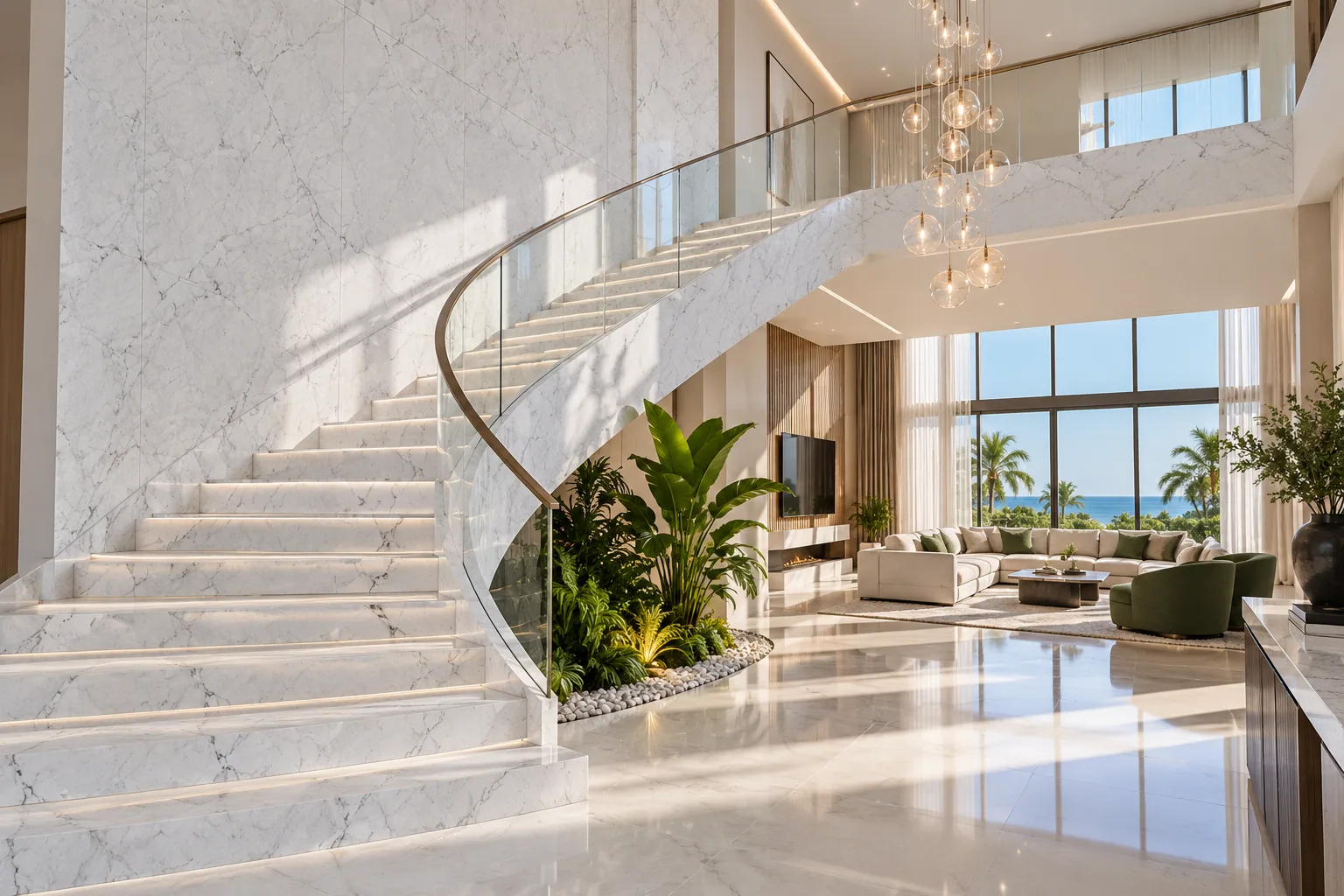 Escadaria com Statuario Dolomite — inspiração de aplicação