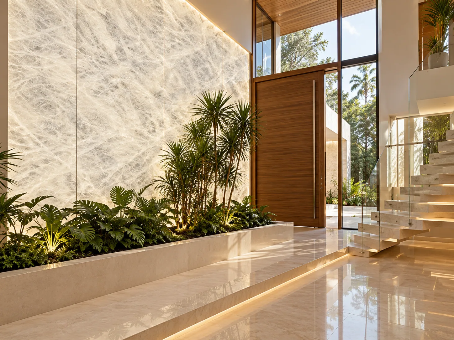 Hall painel retroiluminado com Cristallo Diamond — inspiração de aplicação