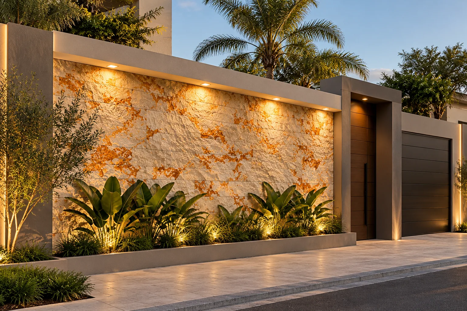 Muro com Rockface Cairo – Travertino Cairo — inspiração de aplicação