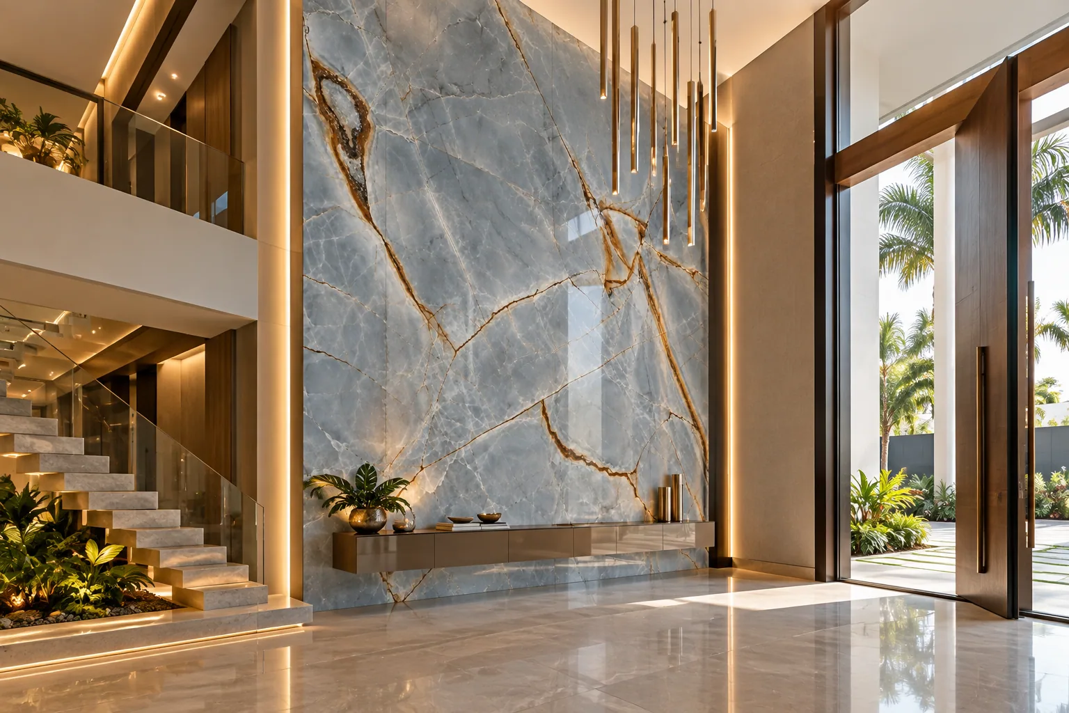 Hall de entrada com Blue Roma — inspiração de aplicação