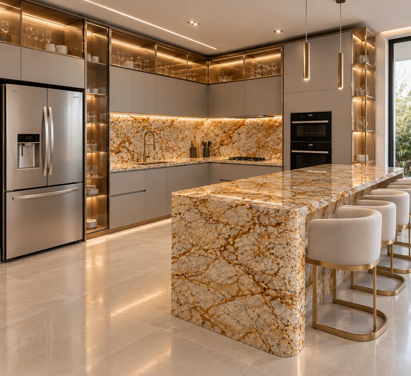 Cozinha com Alaska Gold — inspiração de aplicação