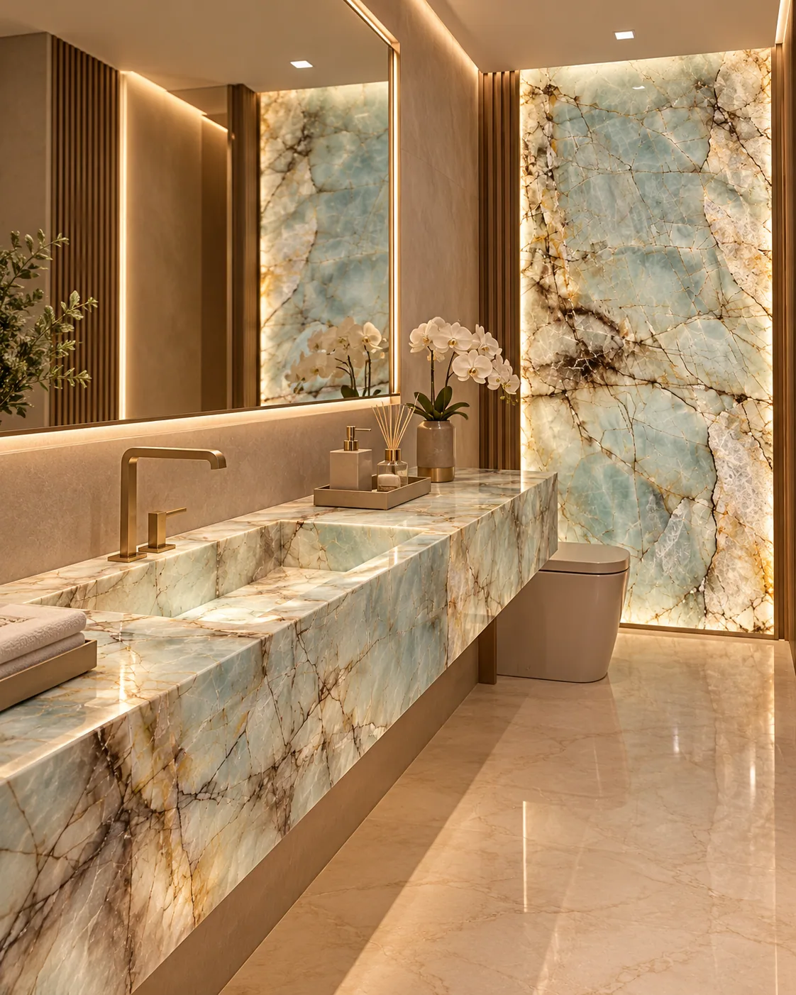 Lavabo bancada com Cristallo Tiffany — inspiração de aplicação