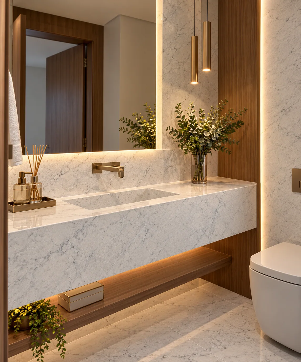 Lavabo com Snow Princess Dolomite — inspiração de aplicação