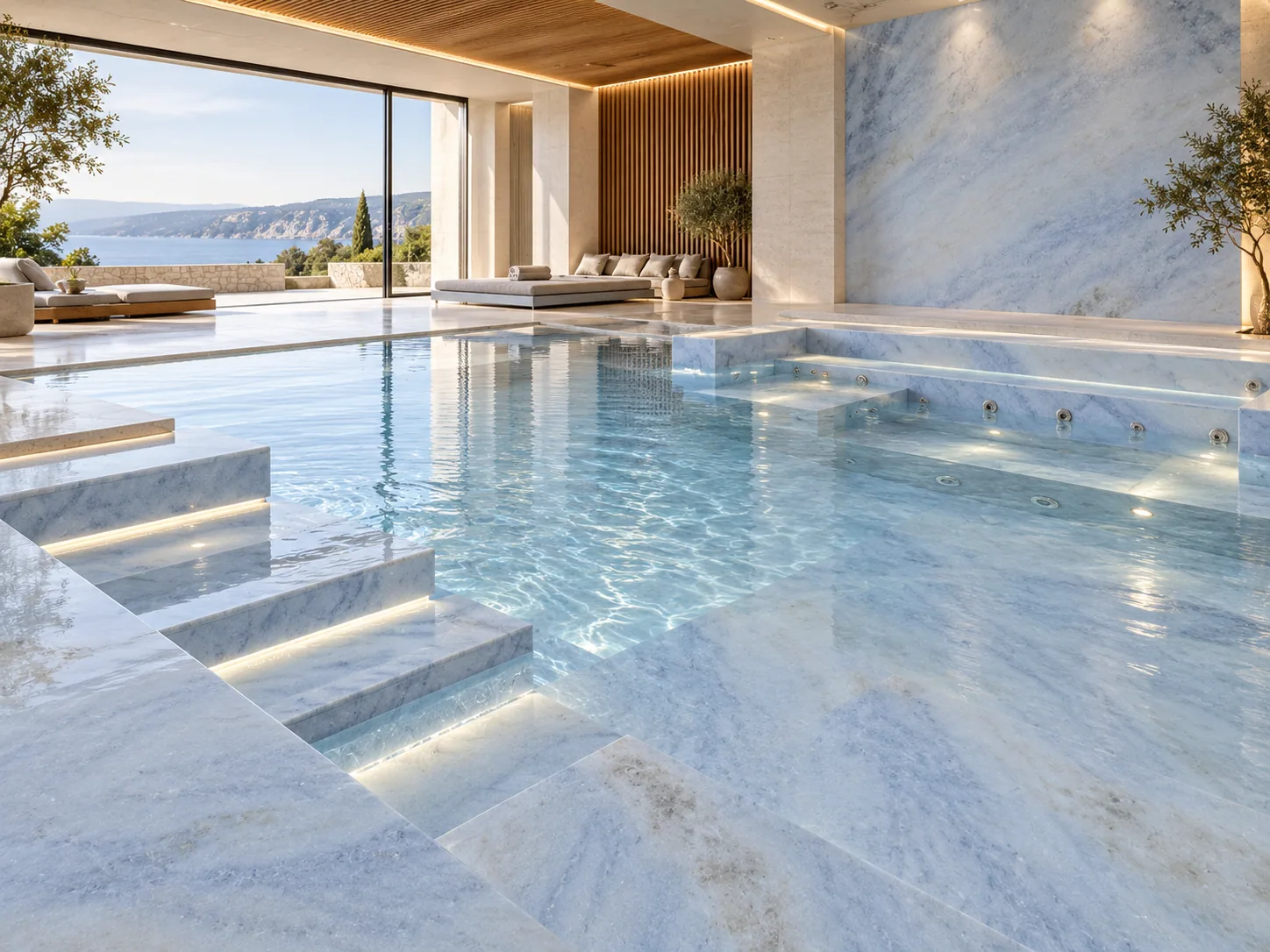 Spa com Azul Pacífico Lisa — inspiração de aplicação