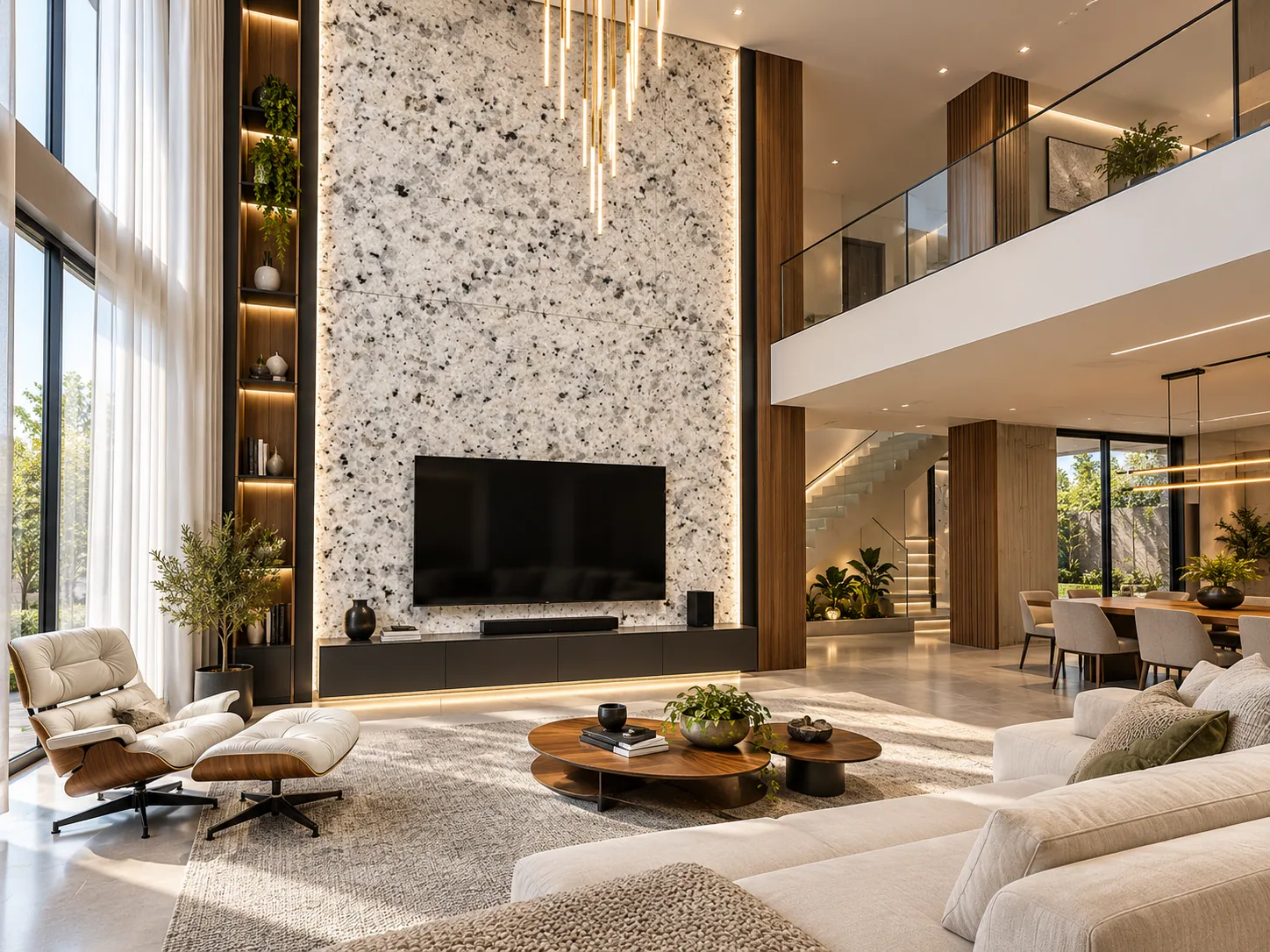 Sala contemporânea painel com Branco Cristal — inspiração de aplicação