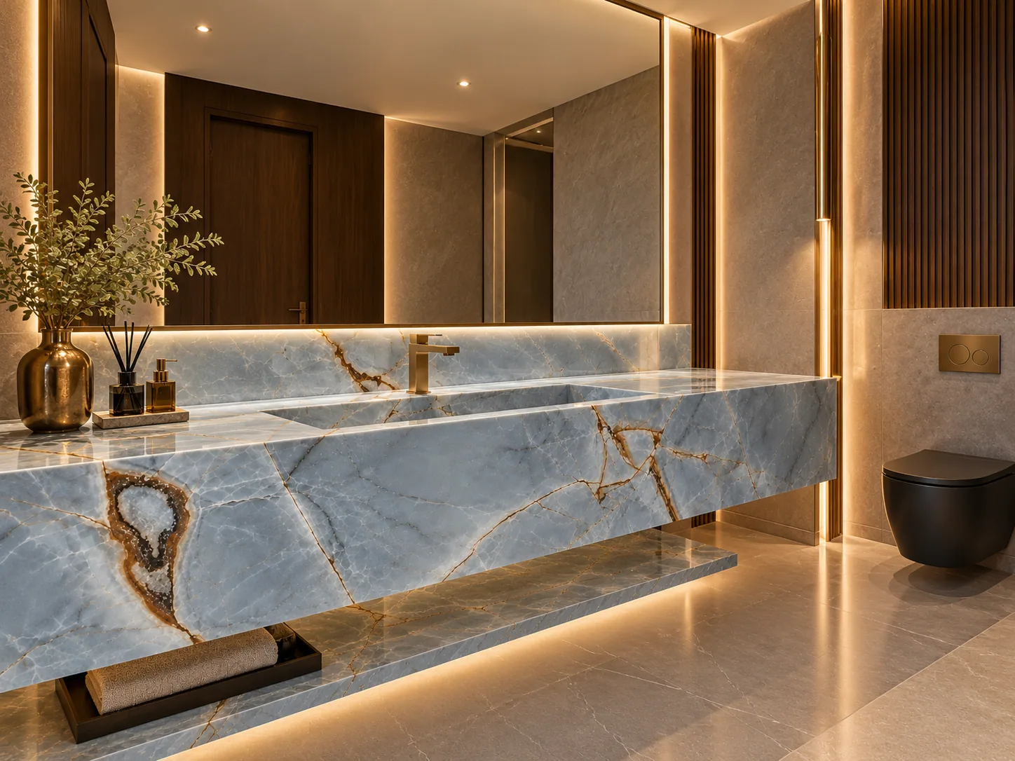 Lavabo com Blue Roma — inspiração de aplicação
