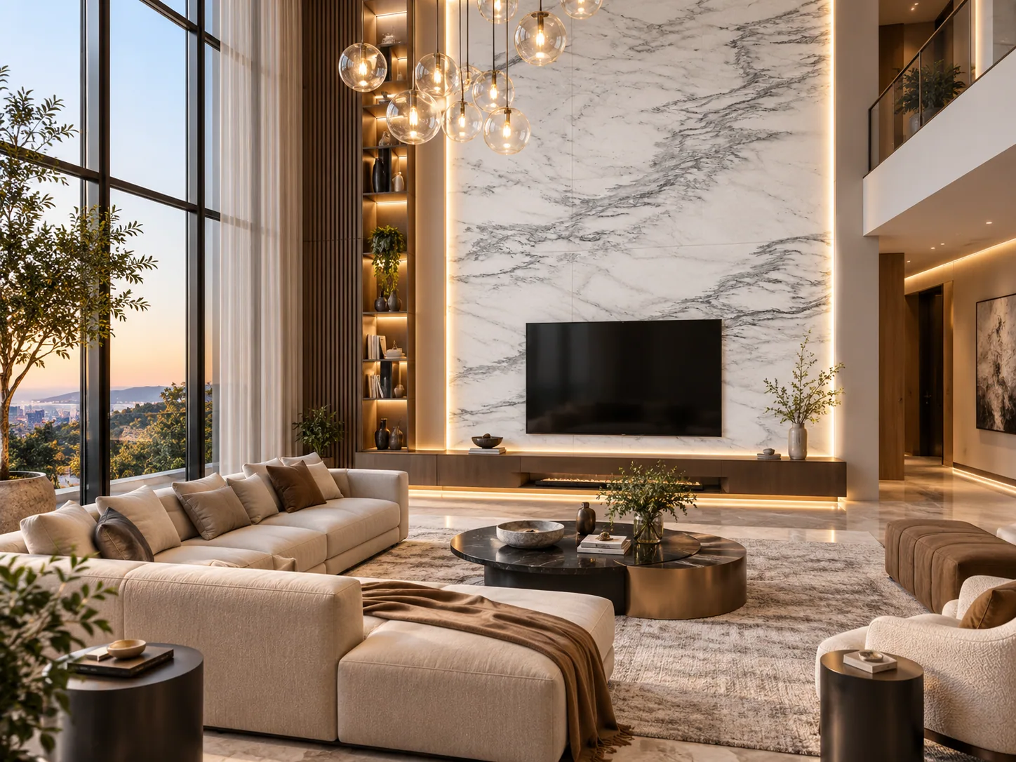 Sala de estar painel com Danby Marble — inspiração de aplicação
