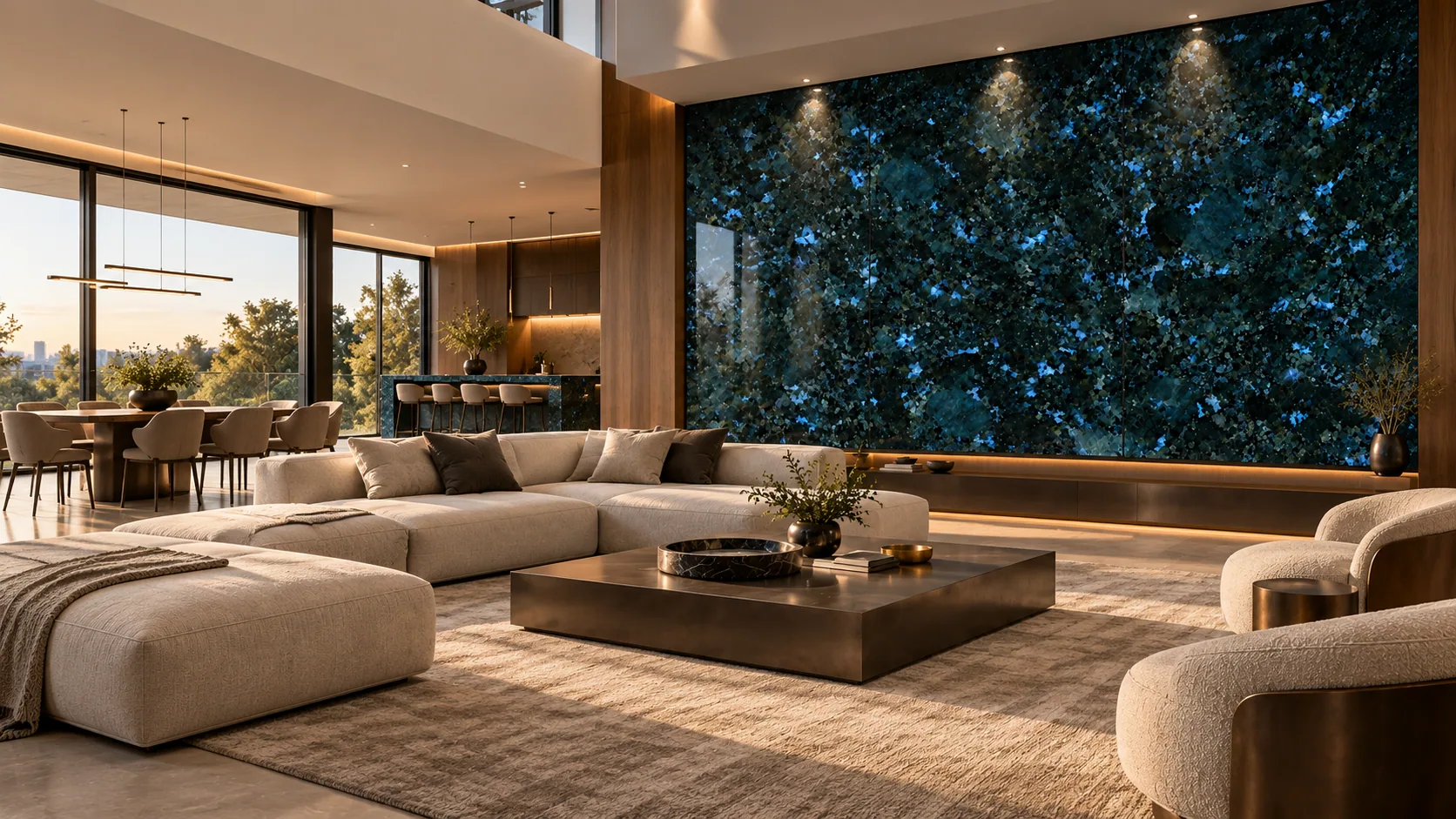 Sala com parede com Blue Star — inspiração de aplicação