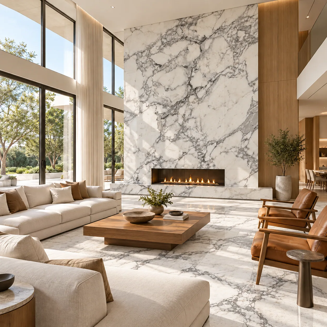 Sala luxuosa com Carrara Dolomítico — inspiração de aplicação