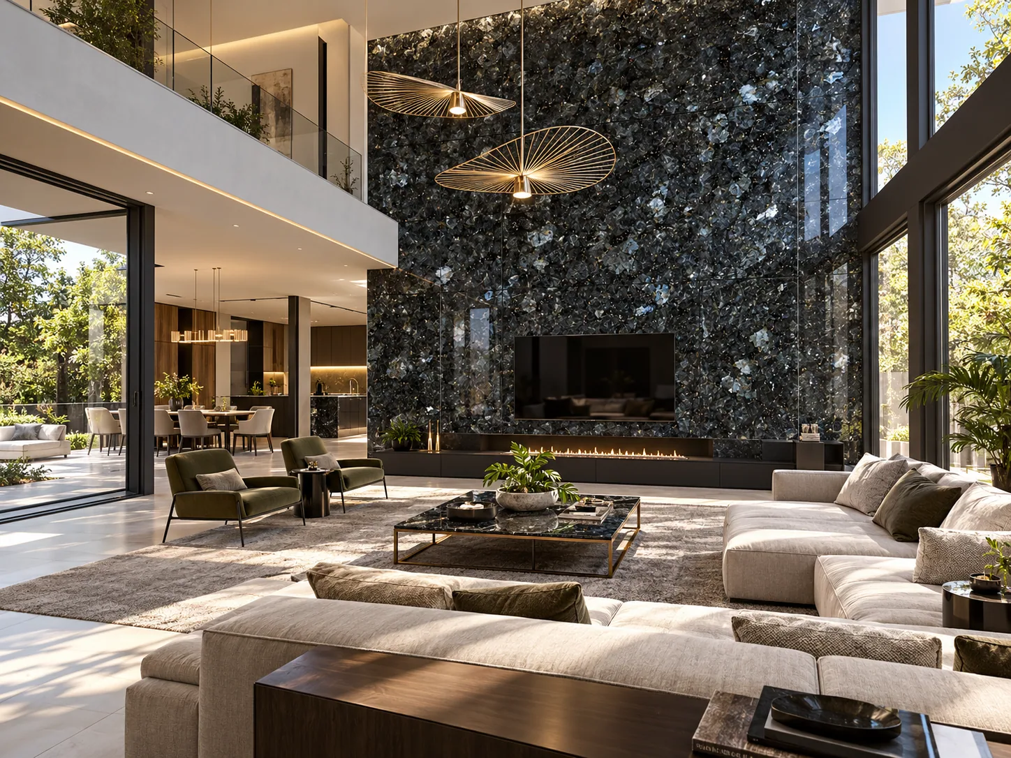 Parede painel com Emerald Pearl — inspiração de aplicação